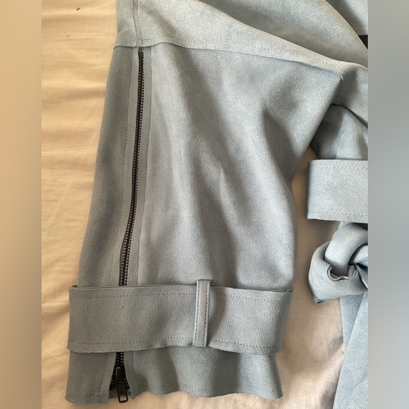 Gianni Bini Faux Suede Belted Jacket Zipper Sleeves NWOT Med Size S - Picture 7 of 12